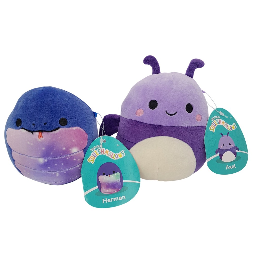 Squishmallows 5 Inch Plush Set Herman the Galaxy Snake and Axel the Beetle NWT